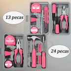 Kit Ferramentas PinkFix Pro | Conjunto Completo em Rosa para Reparos, Montagens e Projetos DIY