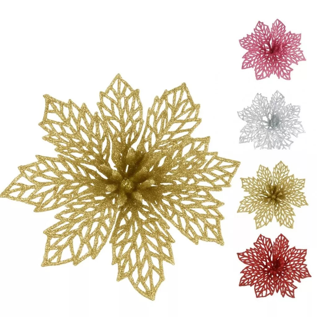 Kit Flores Natal Luxo LuvinCo | Decoração Elegante com Brilho e Charme | Kit com 6