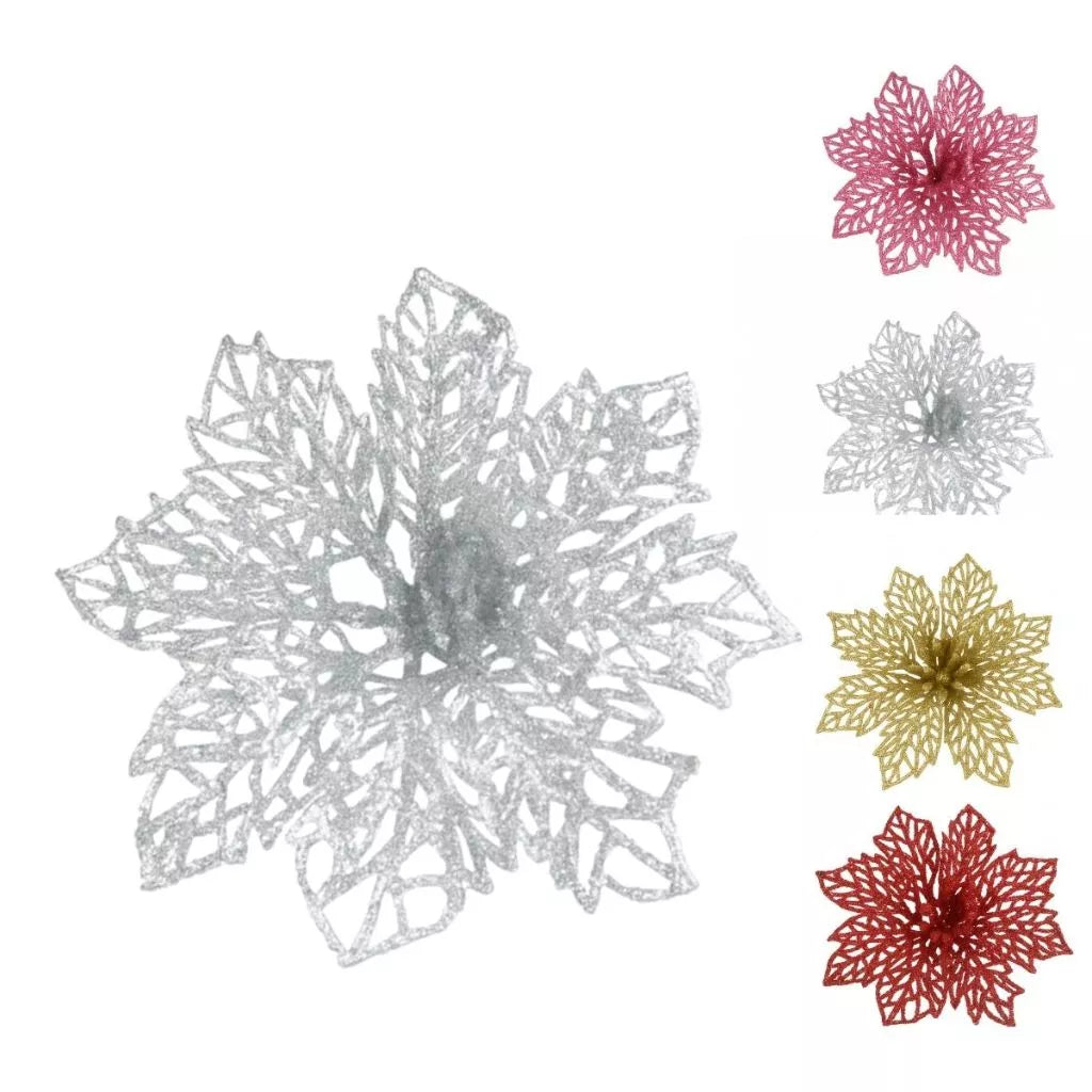 Kit Flores Natal Luxo LuvinCo | Decoração Elegante com Brilho e Charme | Kit com 6