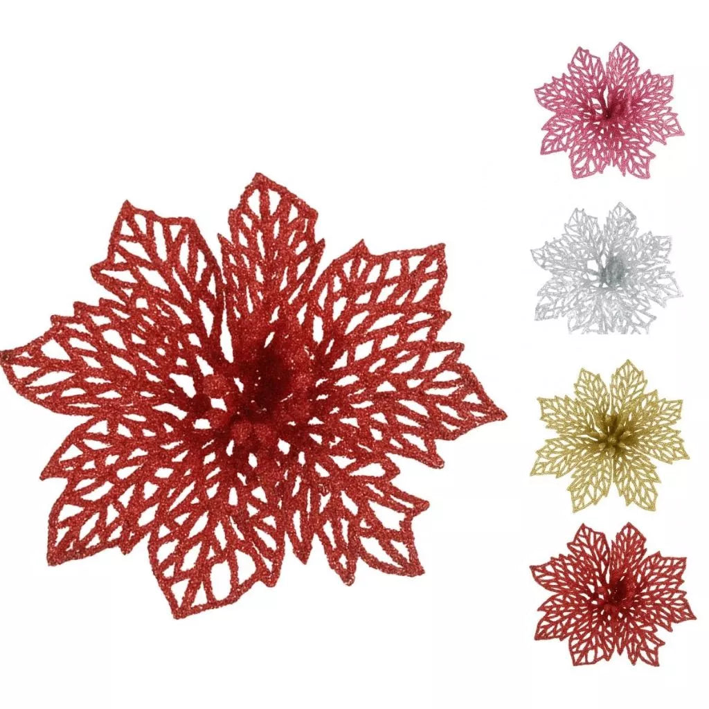 Kit Flores Natal Luxo LuvinCo | Decoração Elegante com Brilho e Charme | Kit com 6