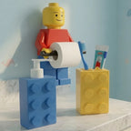 Kit Organizador Banheiro Infantil Tijolinho | 3 Peças | Porta Escova + Porta Sabão + Porta Papel Higiênico