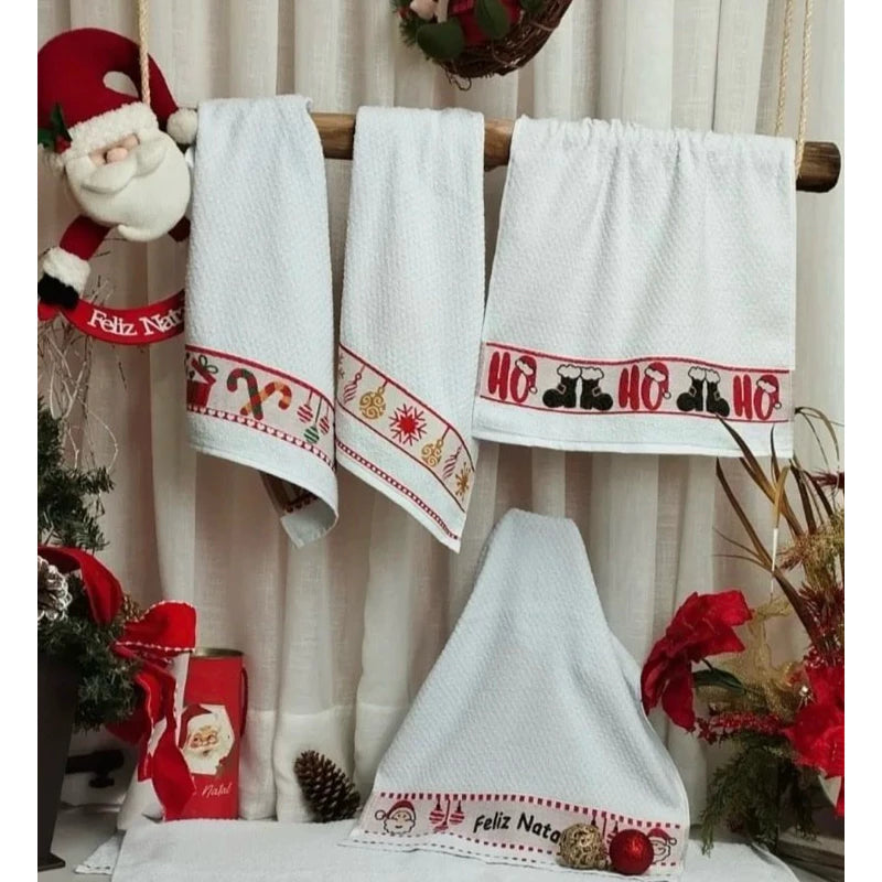 Kit Pano de Copa Festivo | Decoração Natalina e Alta Absorção | Kit 3 Unidades