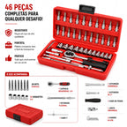 Kit Parafusadeira BuildMaster 25V | Potência Profissional com Maleta Completa e Jogo de Soquetes 46 Peças