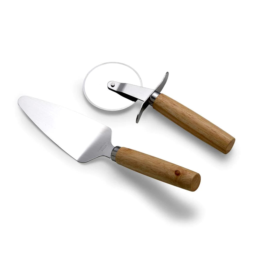 Kit Pizza Gourmet Bamboo | Tábua com Canaleta e Utensílios Inox Premium