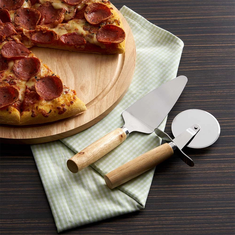 Kit Pizza Gourmet Bamboo | Tábua com Canaleta e Utensílios Inox Premium