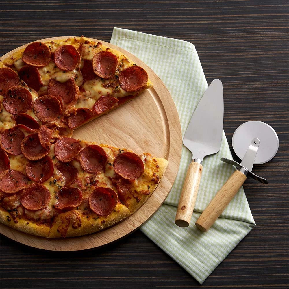Kit Pizza Gourmet Bamboo | Tábua com Canaleta e Utensílios Inox Premium
