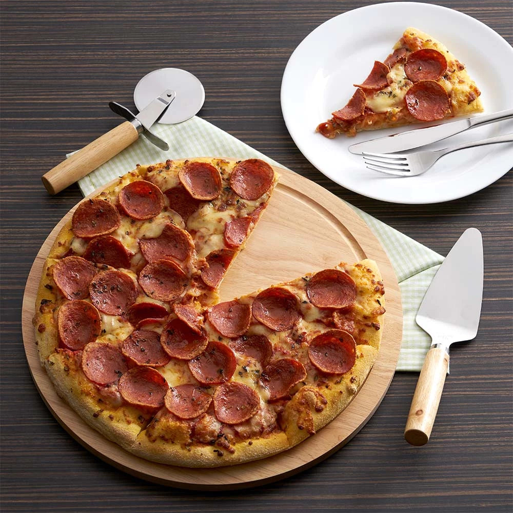 Kit Pizza Gourmet Bamboo | Tábua com Canaleta e Utensílios Inox Premium