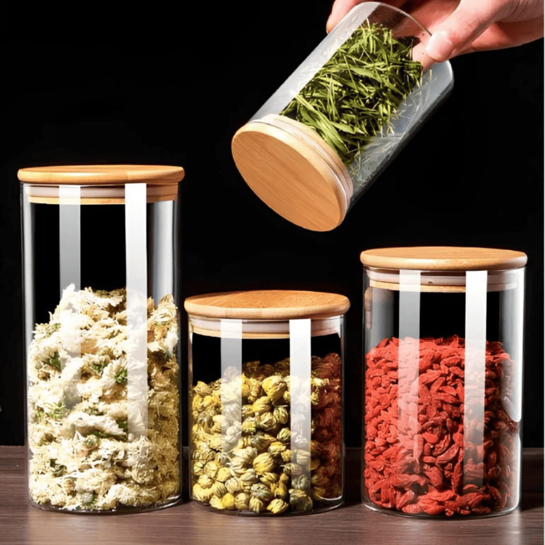 Kit Potes Herméticos Bambu Elegance