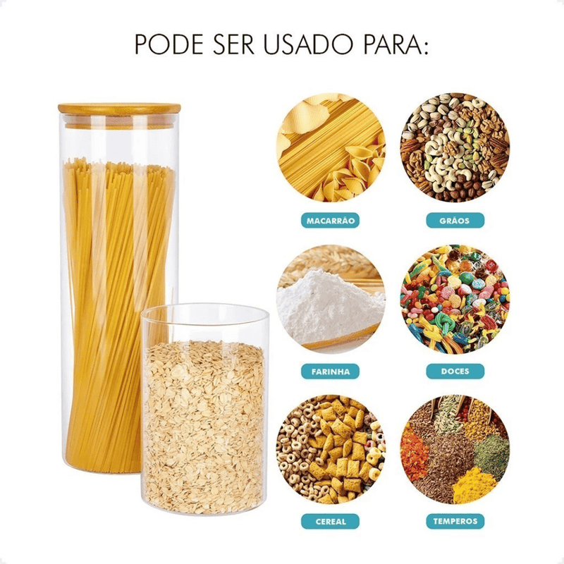 Kit Potes Herméticos Bambu Elegance