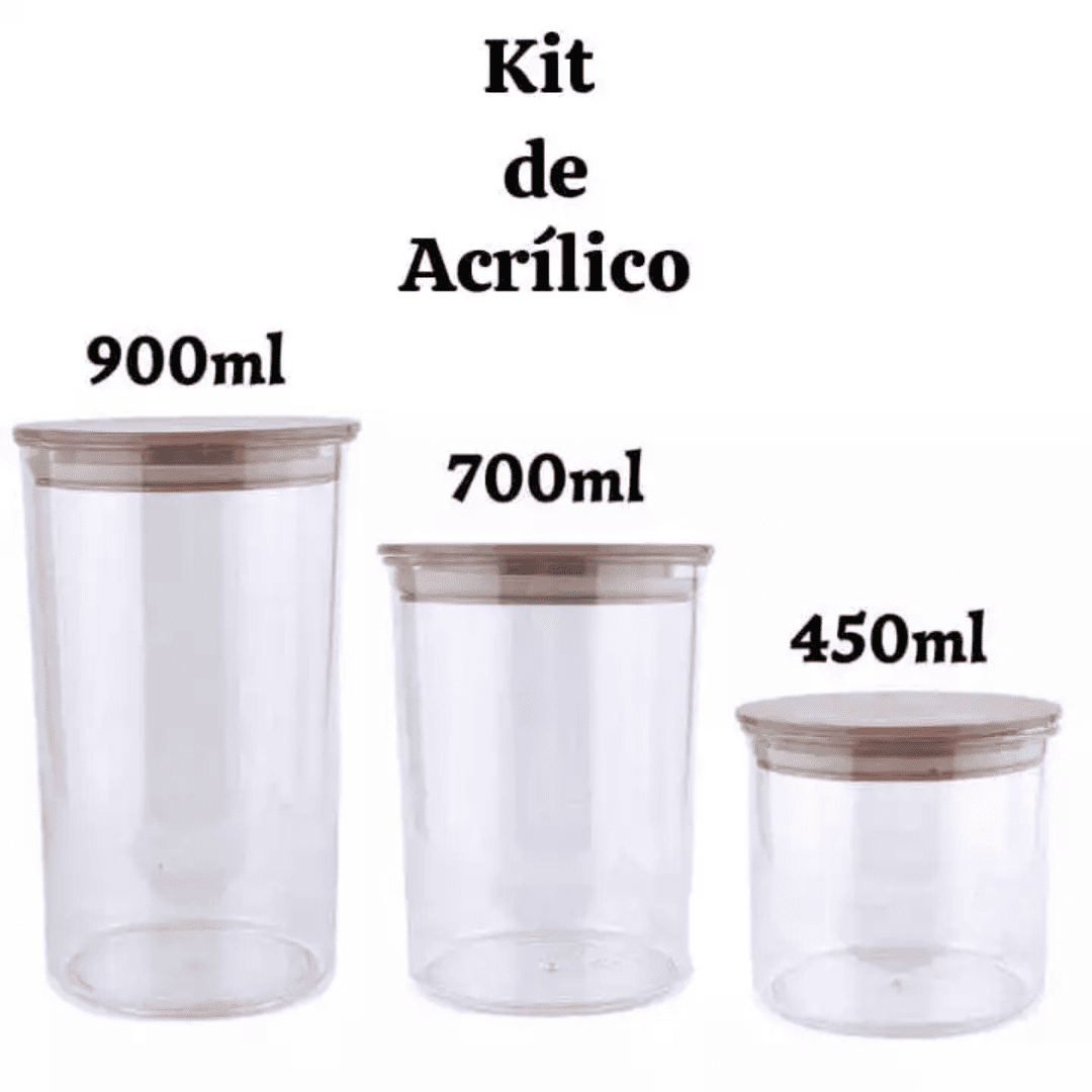 Kit Potes Herméticos Bambu Elegance