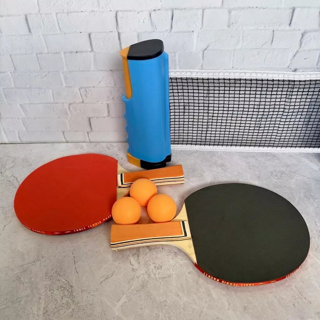 Kit Tênis de Mesa com Rede Retrátil | Diversão Rápida em Qualquer Lugar
