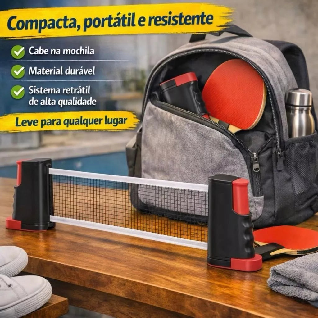 Kit Tênis de Mesa com Rede Retrátil | Diversão Rápida em Qualquer Lugar