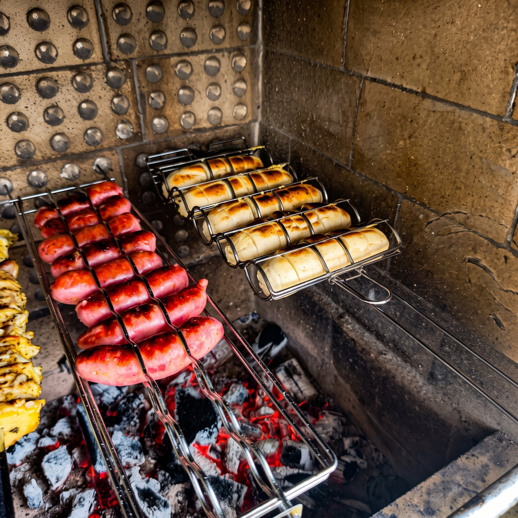 Kit Grelhas Multiuso | Linguiça Suculenta e Pão de Alho Crocante | 2 Grelhas com 15% OFF