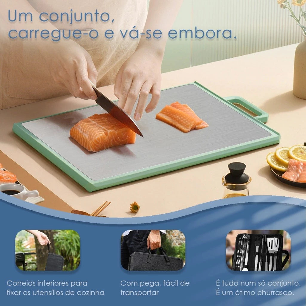 Maleta Premium Churrasco 15 Peças | Ferramentas Resistentes Que Facilitam Cada Churrasco em Família