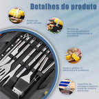 Maleta Premium Churrasco 15 Peças | Ferramentas Resistentes Que Facilitam Cada Churrasco em Família