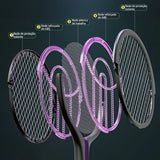 Mata Mosquito ZapLight Retrátil 2 em 1 | Raquete Elétrica Recarregável com Luz UV e Haste Extensível para Toda a Casa