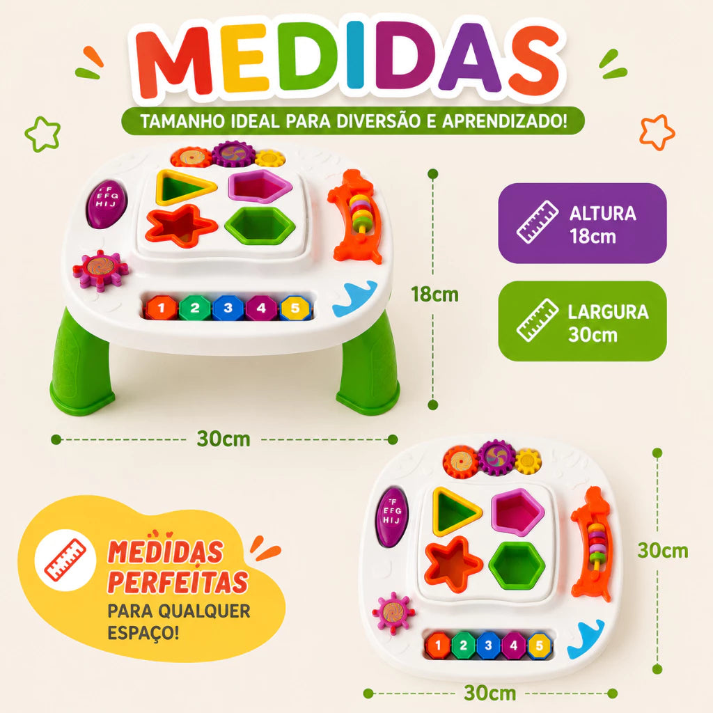 Mesa Didática Infantil Interativa | 5 Atividades Educativas | Encaixe e Coordenação Motora | +12 Meses | Unissex