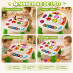 Mesa Didática Infantil Interativa | 5 Atividades Educativas | Encaixe e Coordenação Motora | +12 Meses | Unissex