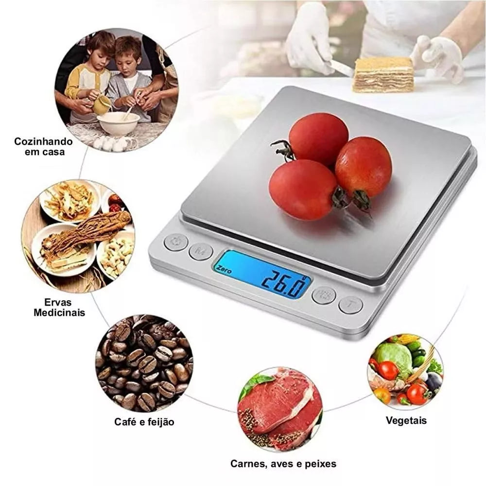 Mini Balança Digital Diamond 0,1g a 2kg | Alta Precisão para Cozinha, Joalheria e Laboratório