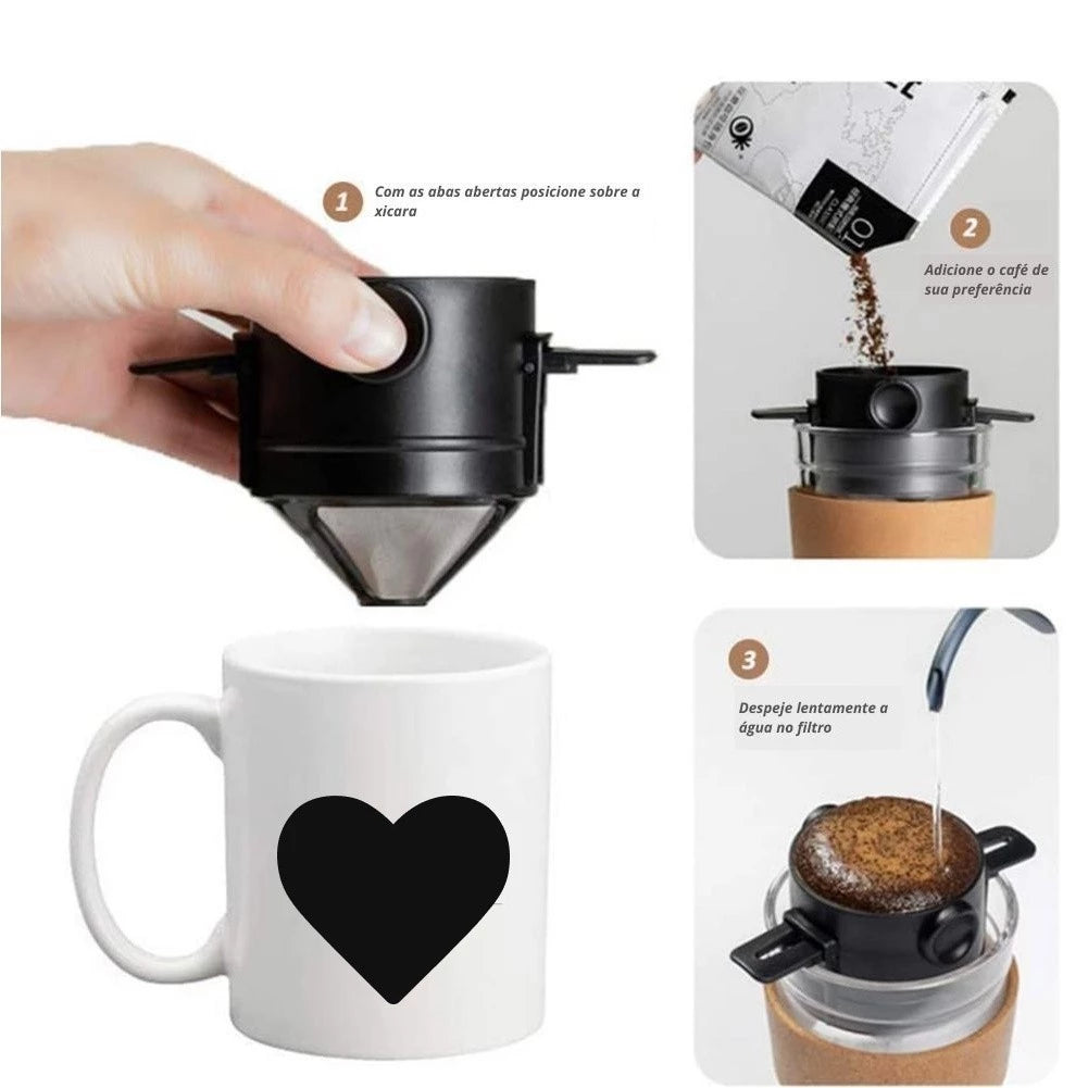 Mini Filtro Café Portátil | Sabor Fresco em Qualquer Lugar Sem Desperdício | Compre 1 e Leve 2