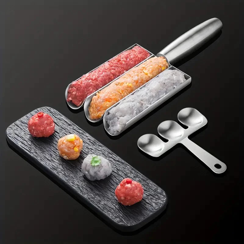 Modelador de Almôndegas Triplo Master Grill | Praticidade Gourmet em Aço Inoxidável