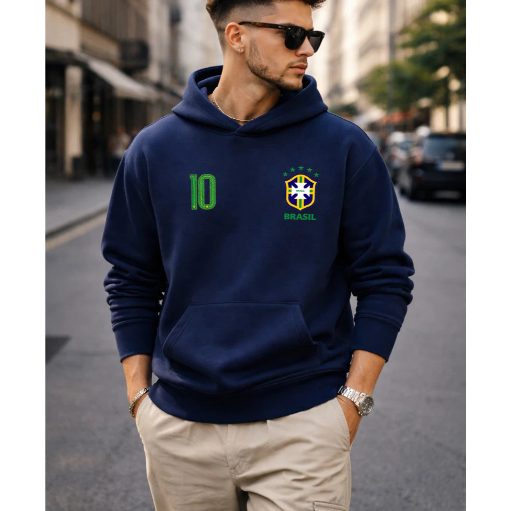 Moletom Brasil Copa do Mundo 2026 | Canguru Masculino com Capuz e Forro Quentinho