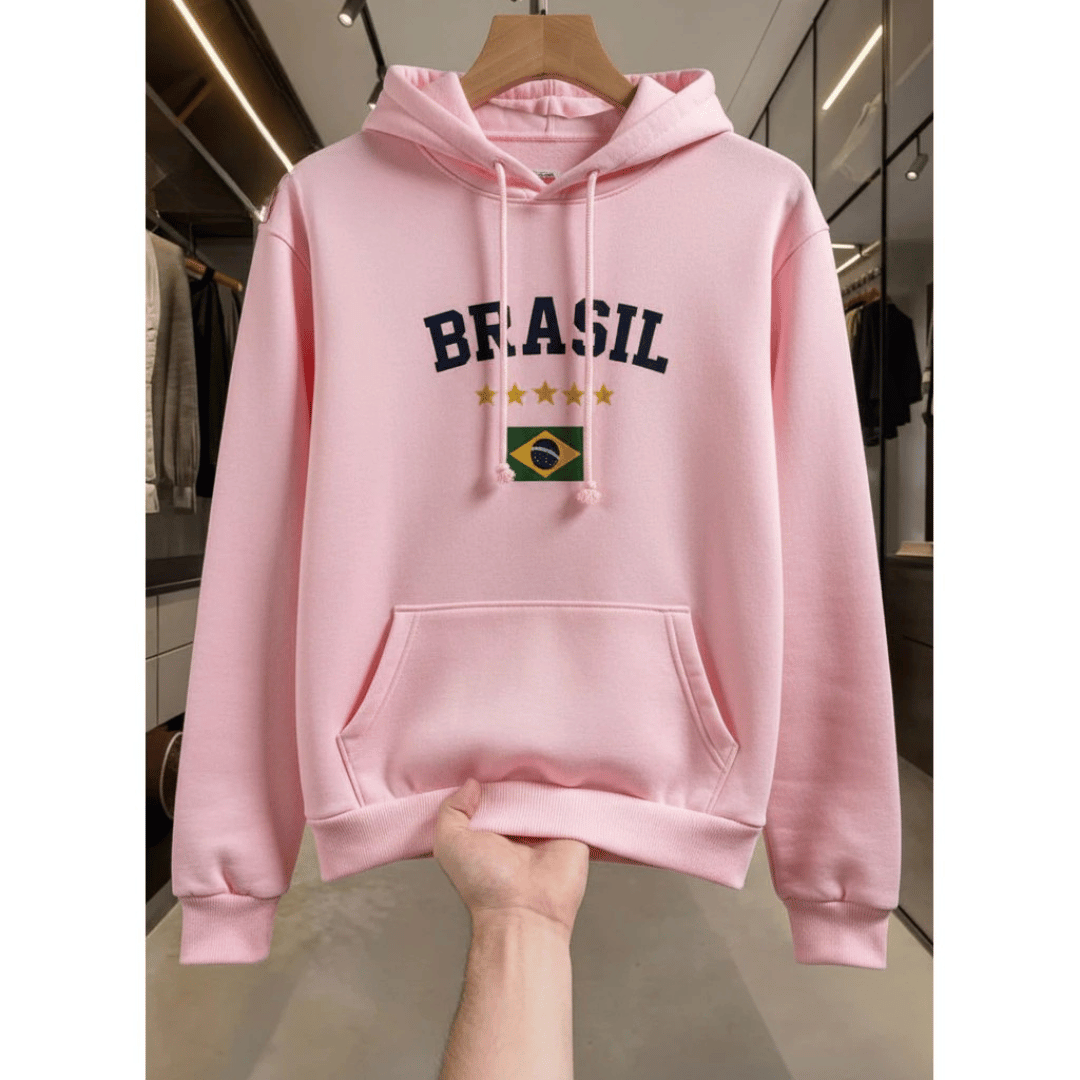 Moletom Canguru Brasil Unissex | Flanelado com Capuz