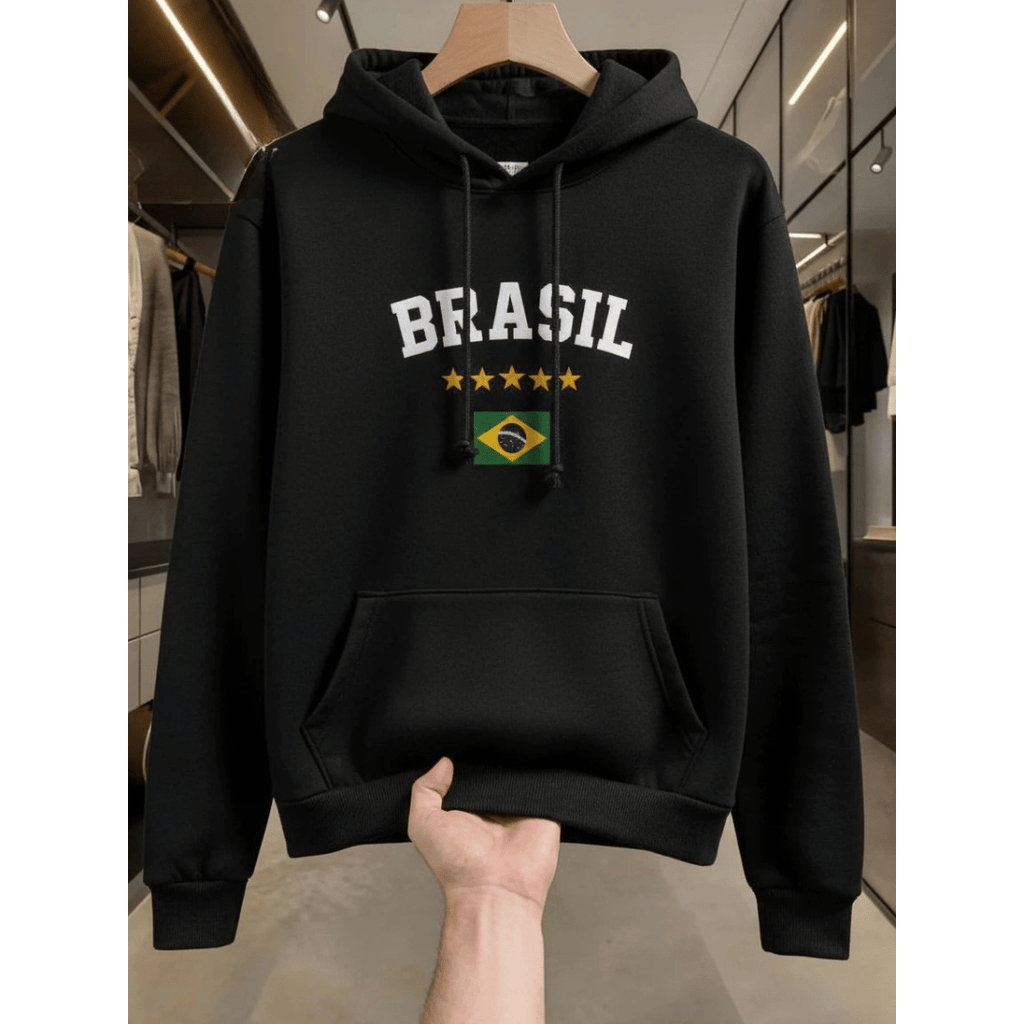 Moletom Canguru Brasil Unissex | Flanelado com Capuz
