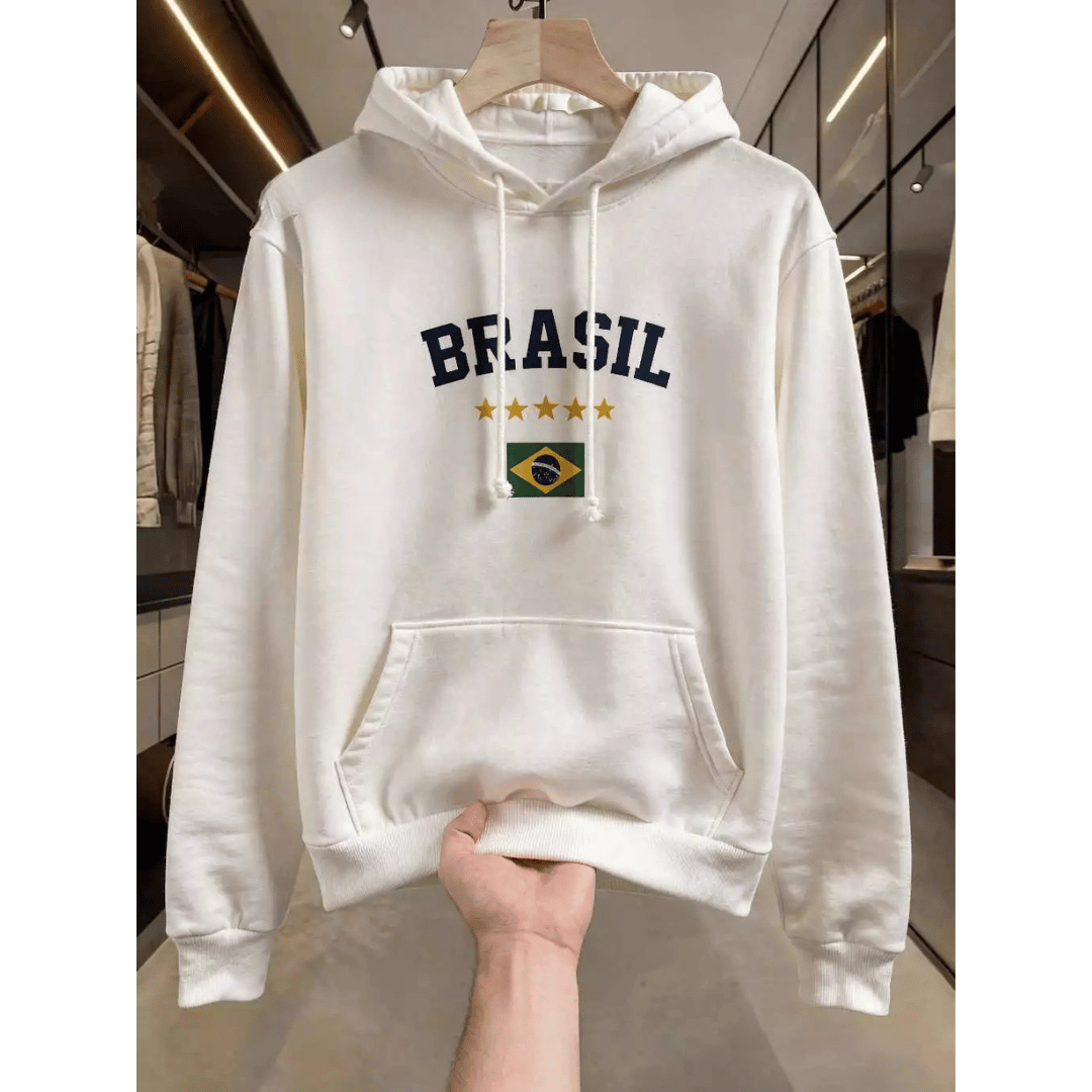 Moletom Canguru Brasil Unissex | Flanelado com Capuz