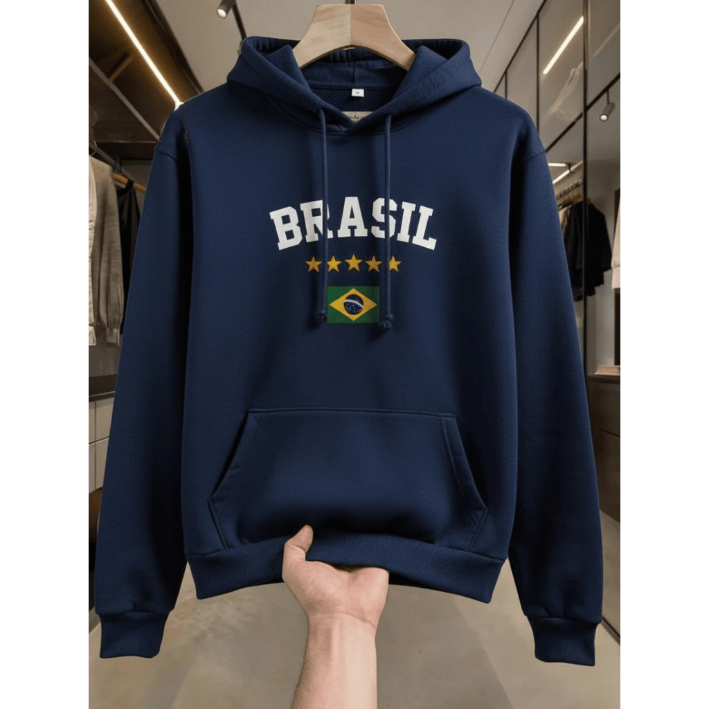 Moletom Canguru Brasil Unissex | Flanelado com Capuz