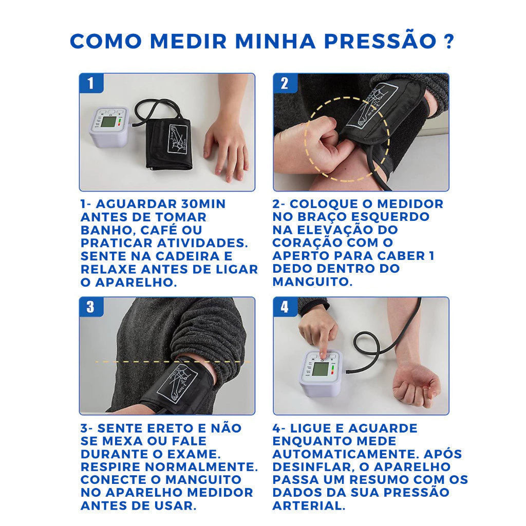Monitor Digital de Pressão Arterial de Braço | Detecção de Arritmia e Medição Automática com Alta Precisão