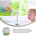Organizador de Banho Infantil | Sacola Poliéster com Ventosas | 35x40cm | Anti-Mofo e Fácil Limpeza