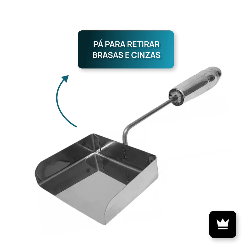 Pá de Cinzas Inox CleanUp | Limpeza Rápida e Sem Esforço no Pós-Churrasco