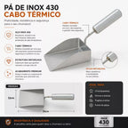 Pá de Cinzas Inox CleanUp | Multiuso para Churrasqueira e Braseiro com Cabo Térmico
