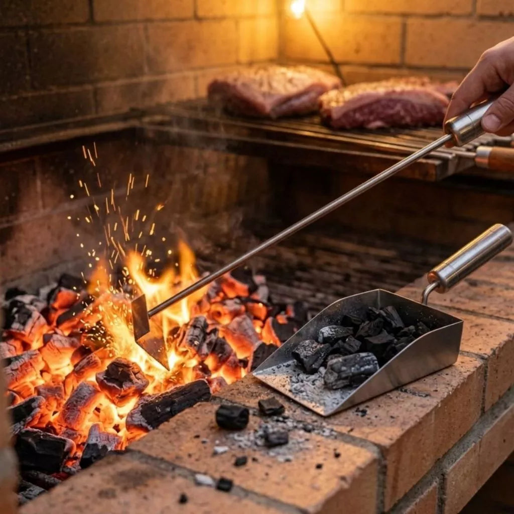 Pá de Cinzas Inox CleanUp | Multiuso para Churrasqueira e Braseiro com Cabo Térmico
