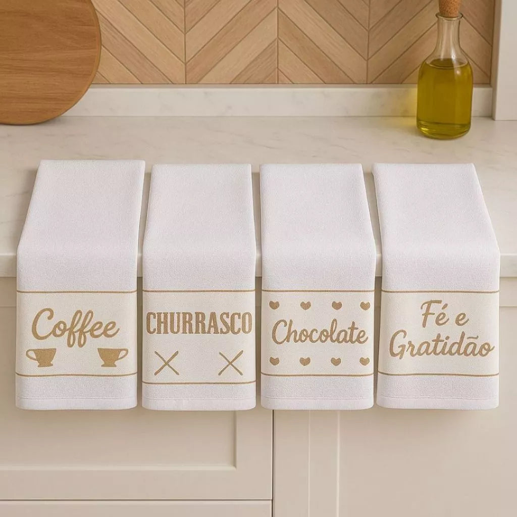 Panos de Prato Jacquard Luxo | Maciez e Elegância para a Cozinha