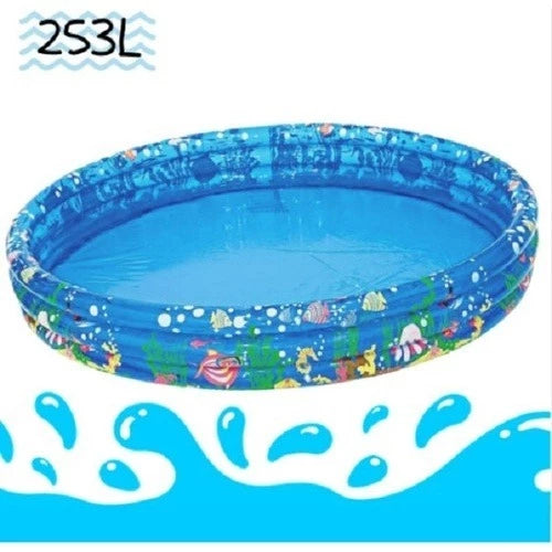Piscina Inflável Infantil 3 Anéis Fundo do Mar | 253 Litros | 122x25cm | PVC