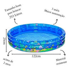 Piscina Inflável Infantil 3 Anéis Fundo do Mar | 253 Litros | 122x25cm | PVC