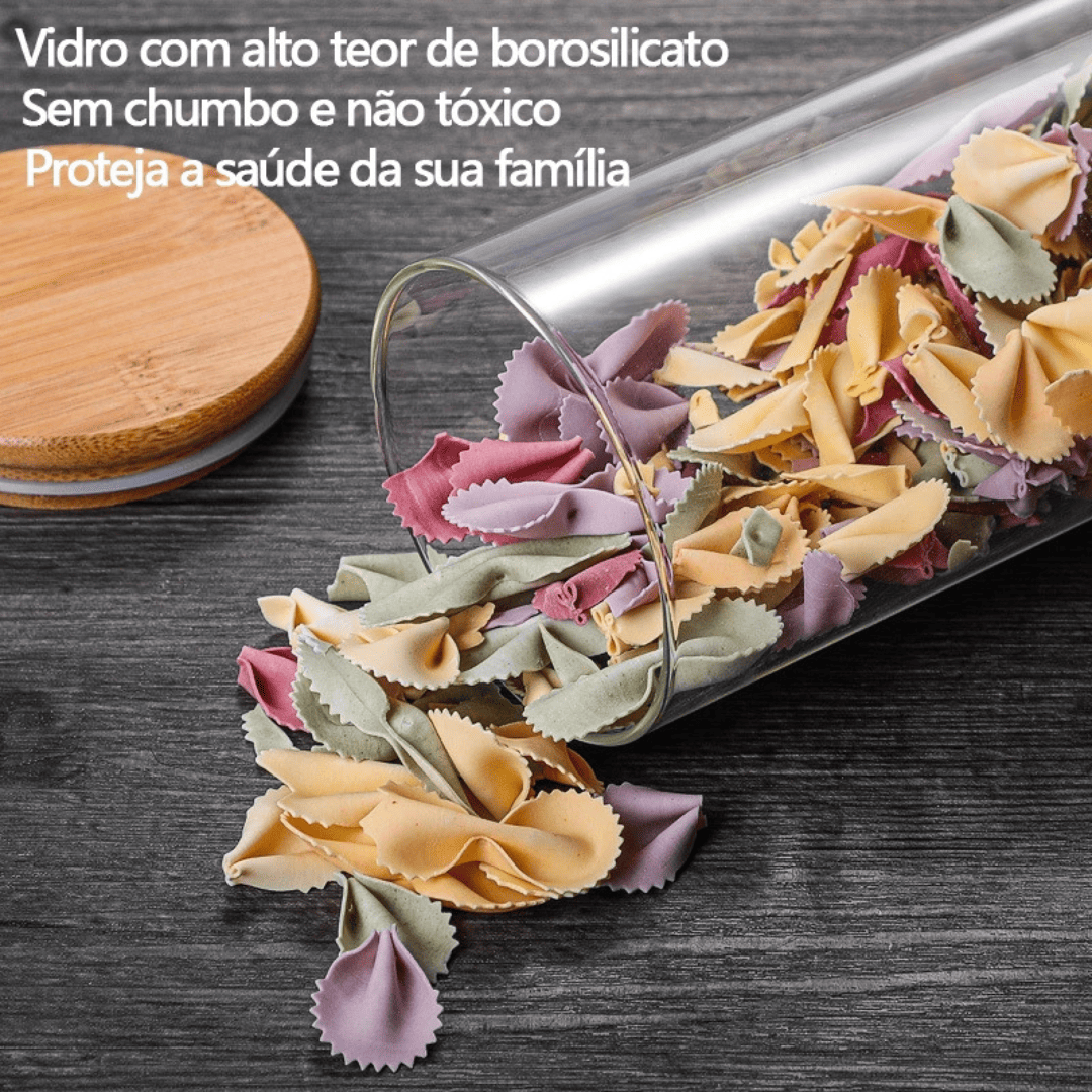 Potes de Vidro BambooFresh | Vedação Hermética e Cozinha Organizada