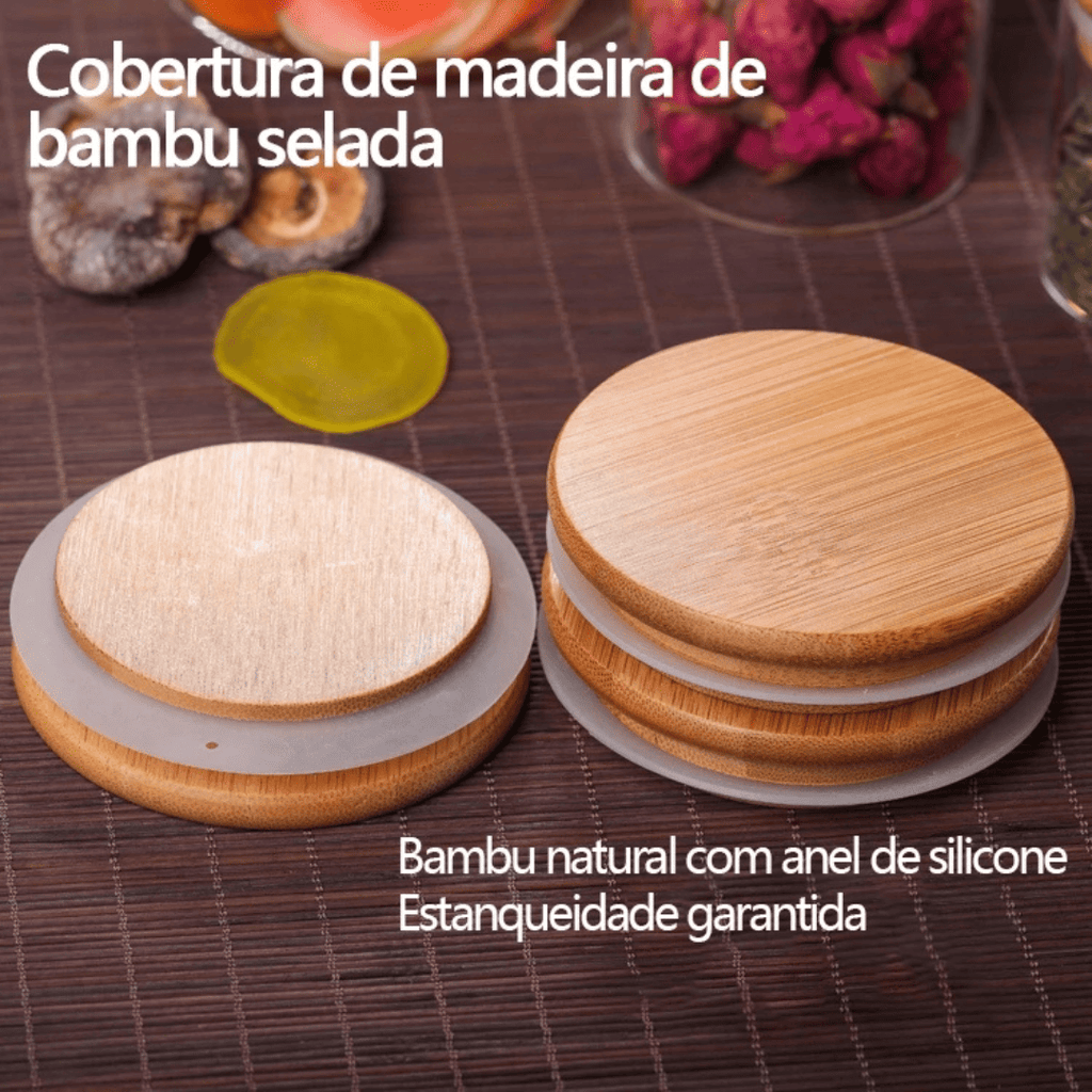 Potes de Vidro BambooFresh | Vedação Hermética e Cozinha Organizada