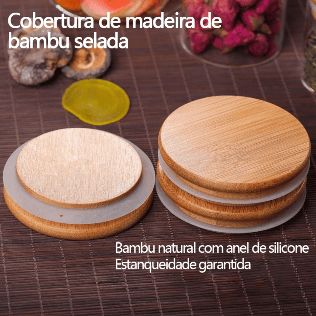Potes de Vidro BambooFresh | Vedação Hermética e Cozinha Organizada