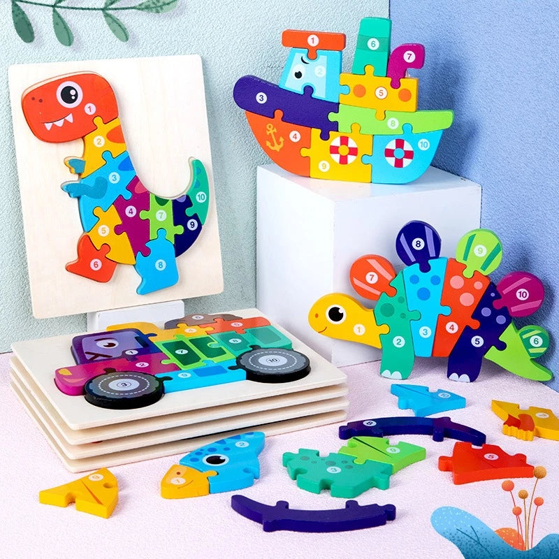 Quebra-Cabeça 3D em Madeira Ecológica | Montessori | Coordenação Motora e Cognitiva de 2 a 4 Anos