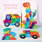 Quebra-Cabeça 3D em Madeira Ecológica | Montessori | Coordenação Motora e Cognitiva de 2 a 4 Anos