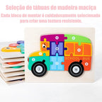 Quebra-Cabeça 3D em Madeira Ecológica | Montessori | Coordenação Motora e Cognitiva de 2 a 4 Anos