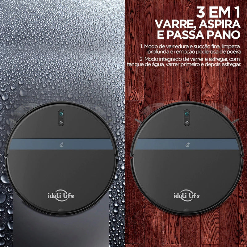 Robô Aspirador IDALI LIFE Smart 3 em 1 | Varre, Aspira e Passa Pano com Autonomia