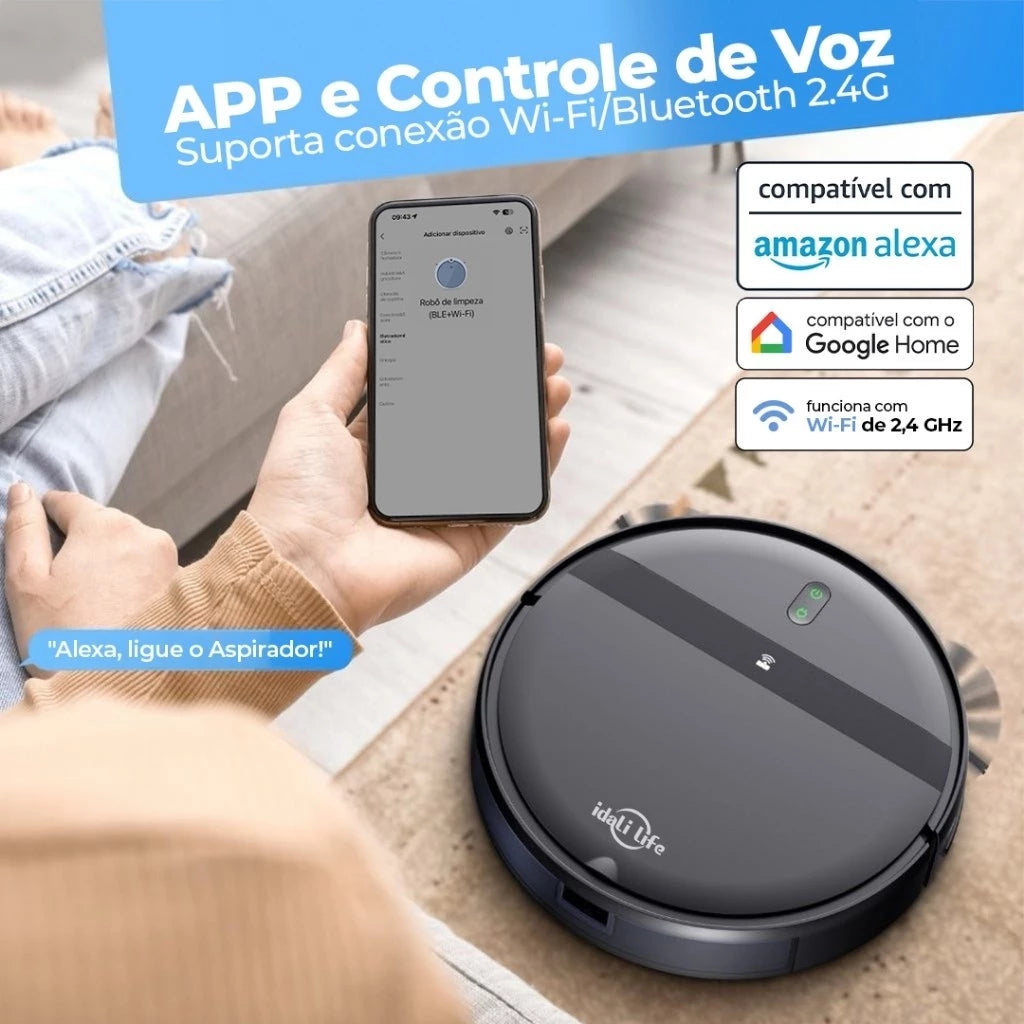 Robô Aspirador IDALI LIFE Smart 3 em 1 | Varre, Aspira e Passa Pano com Autonomia