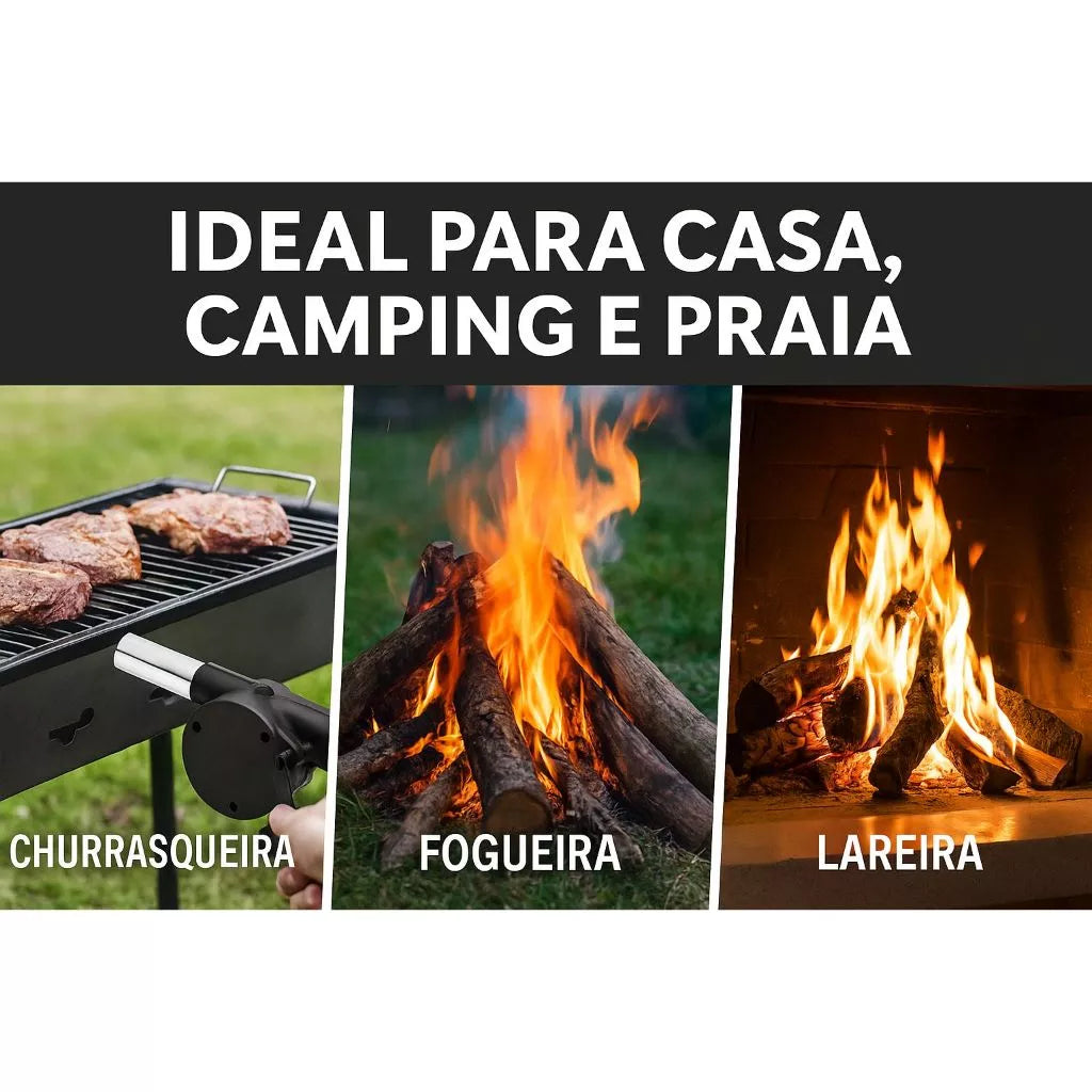 Soprador Churrasco FastFire | Fogo Intenso e Brasa em Segundos