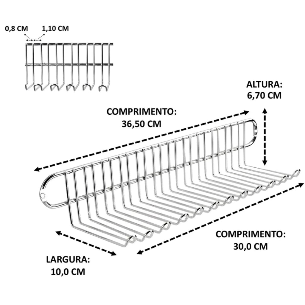 Suporte Porta Espetos Elite | Capacidade para 22 Unidades em Aço Cromado