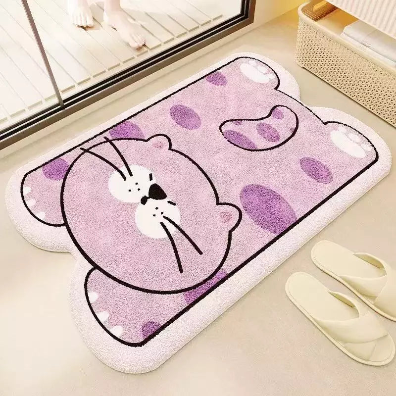 Tapete Banheiro Premium Estampa Pet | 60x40cm | Algodão Soft Pelúcia | Antiderrapante e Ultra Absorvente