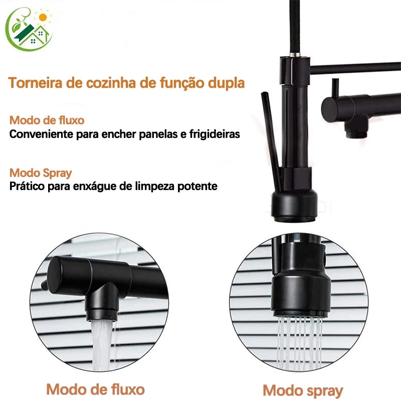Torneira Gourmet Monocomando Luxo | Design 360° e Limpeza Profissional